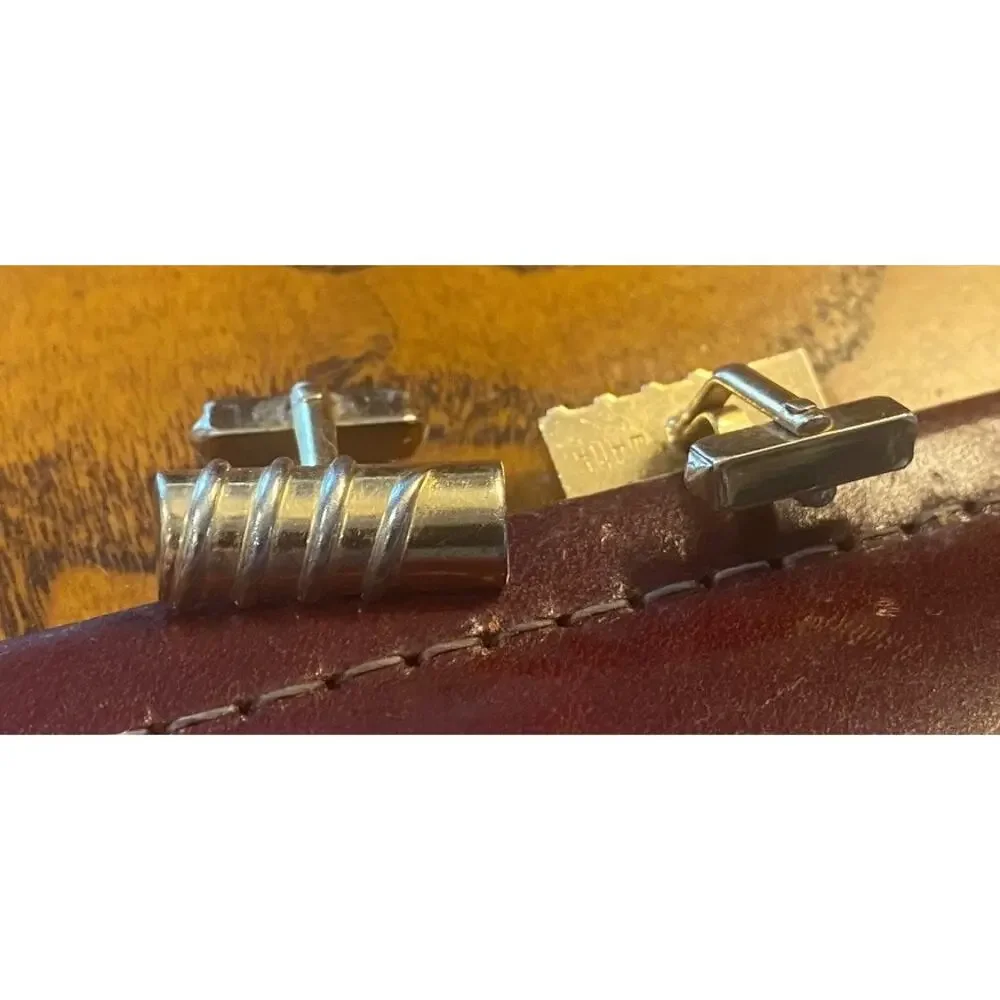 VTG Swank Cufflinks,Gold Tone Ribbed Bar Design